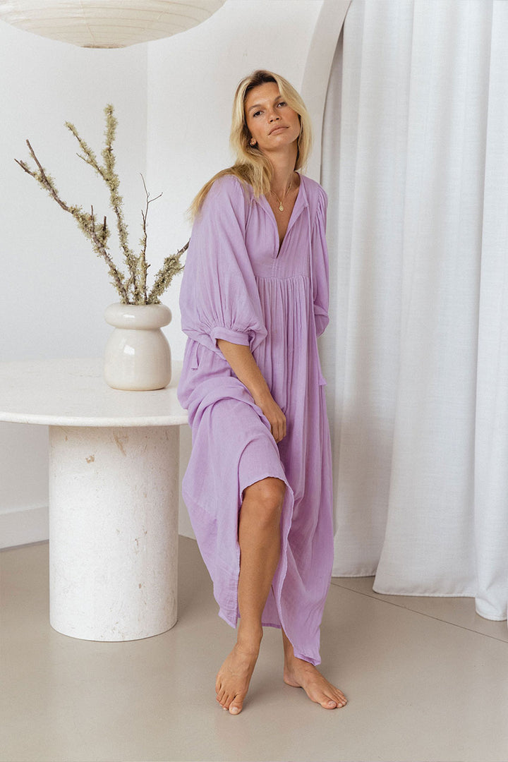 Kyra Maxi Dress ~ Lilac Gauze