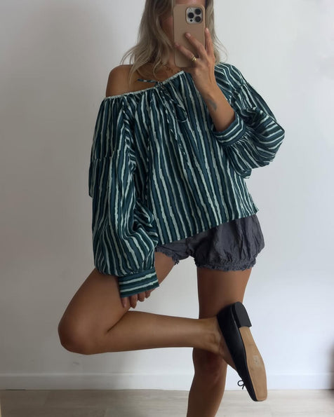 Ria Blouse ~ Cyan Candy