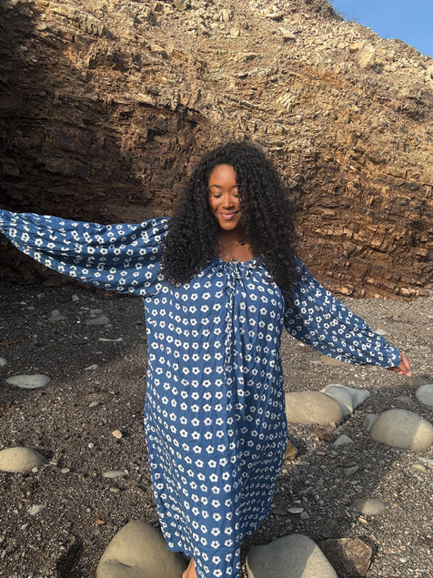 Zahra Midi Dress ~ Indigo